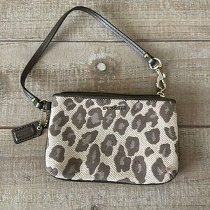 Coach leopard print cloth wristlet